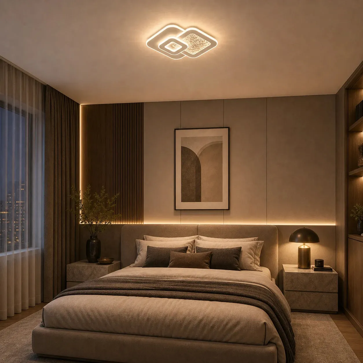 Alessandro Design Kompacto 56W lustră LED albă 3 pătrate dimabilă