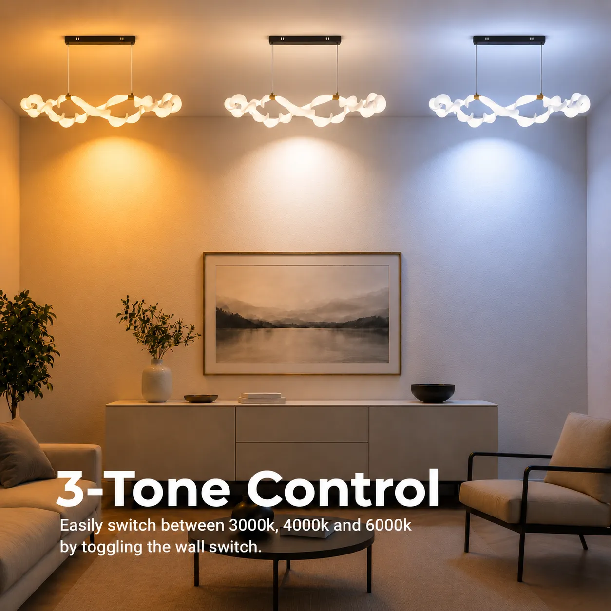 Alessandro Design UNDA Infinity lustra LED 36W alb 3 culori