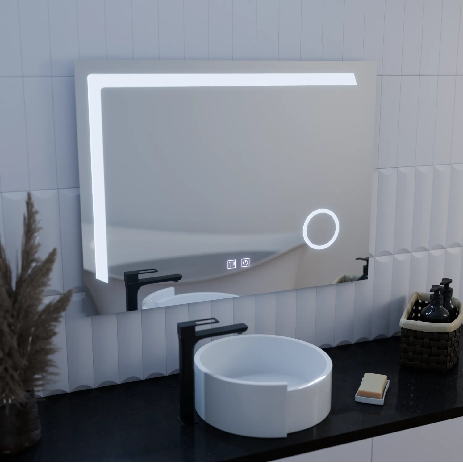 Linea Touch 80x60cm oglindă LED baie cu dezaburire
