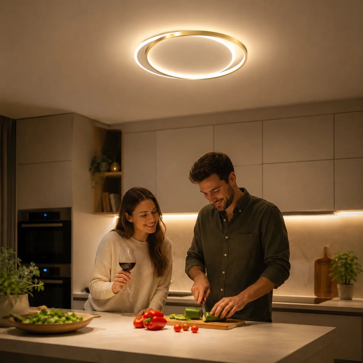 Alessandro Design SOLARA 51W Lustra LED Alba Aurie 2 Cercuri