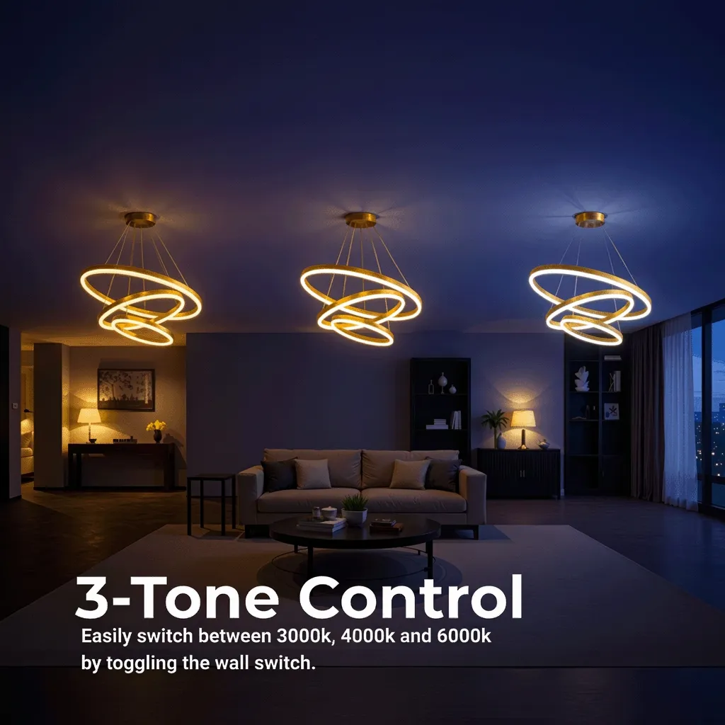 Alessandro Design ELIZABETH lustra LED 85W aurie 3 cercuri