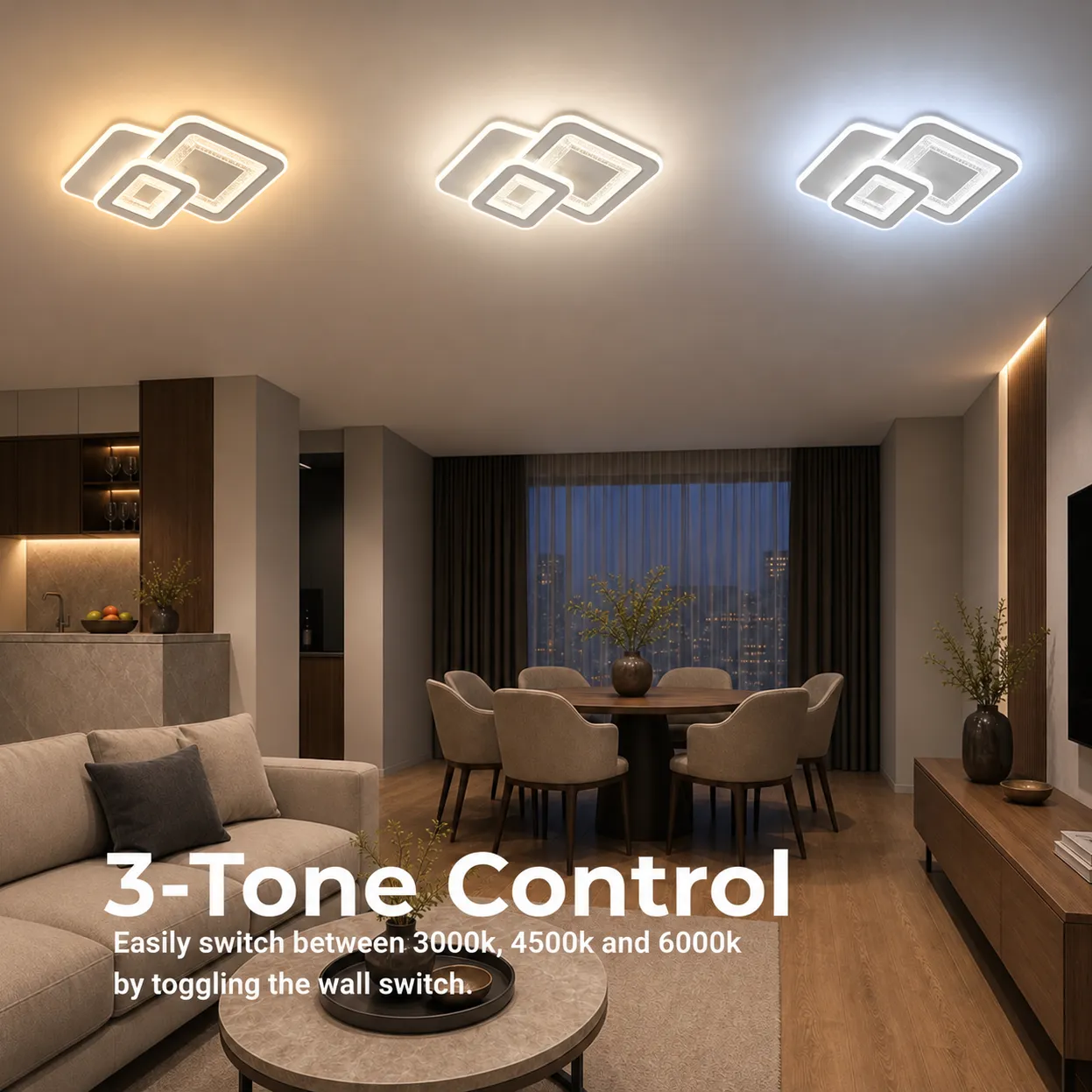 Alessandro Design Square lustra LED 57W 3 patrate alba