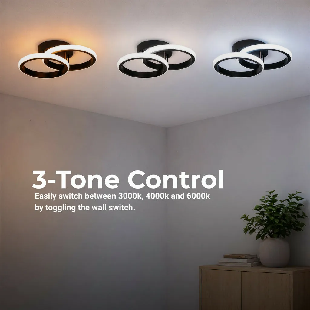 Alessandro Design Vertex Circula lustra LED 21W neagra 2 cercuri
