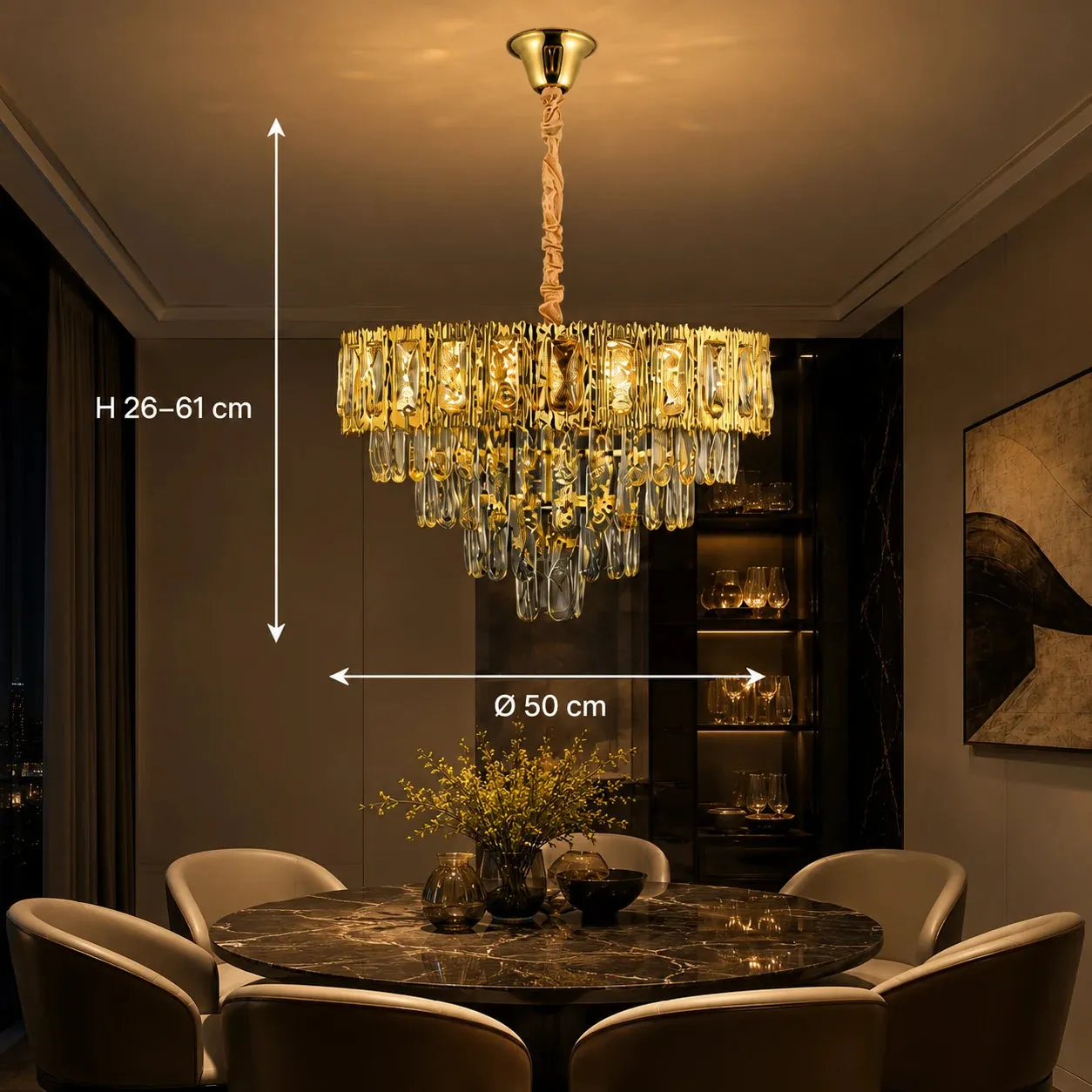 Alessandro Design Belvedere Elegance candelabru cristal auriu 8xE14