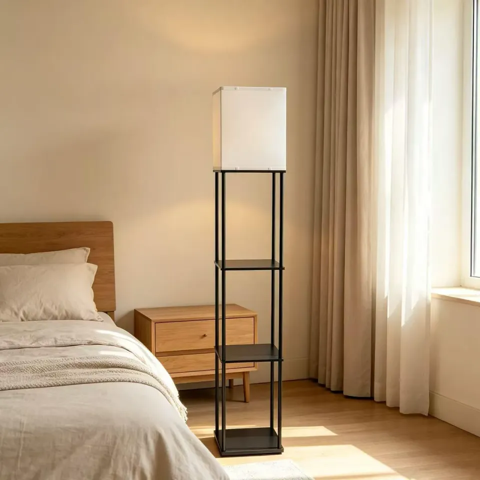 Alessandro Design Taldykorgan Lampadar E27 Negru Alb Lemn