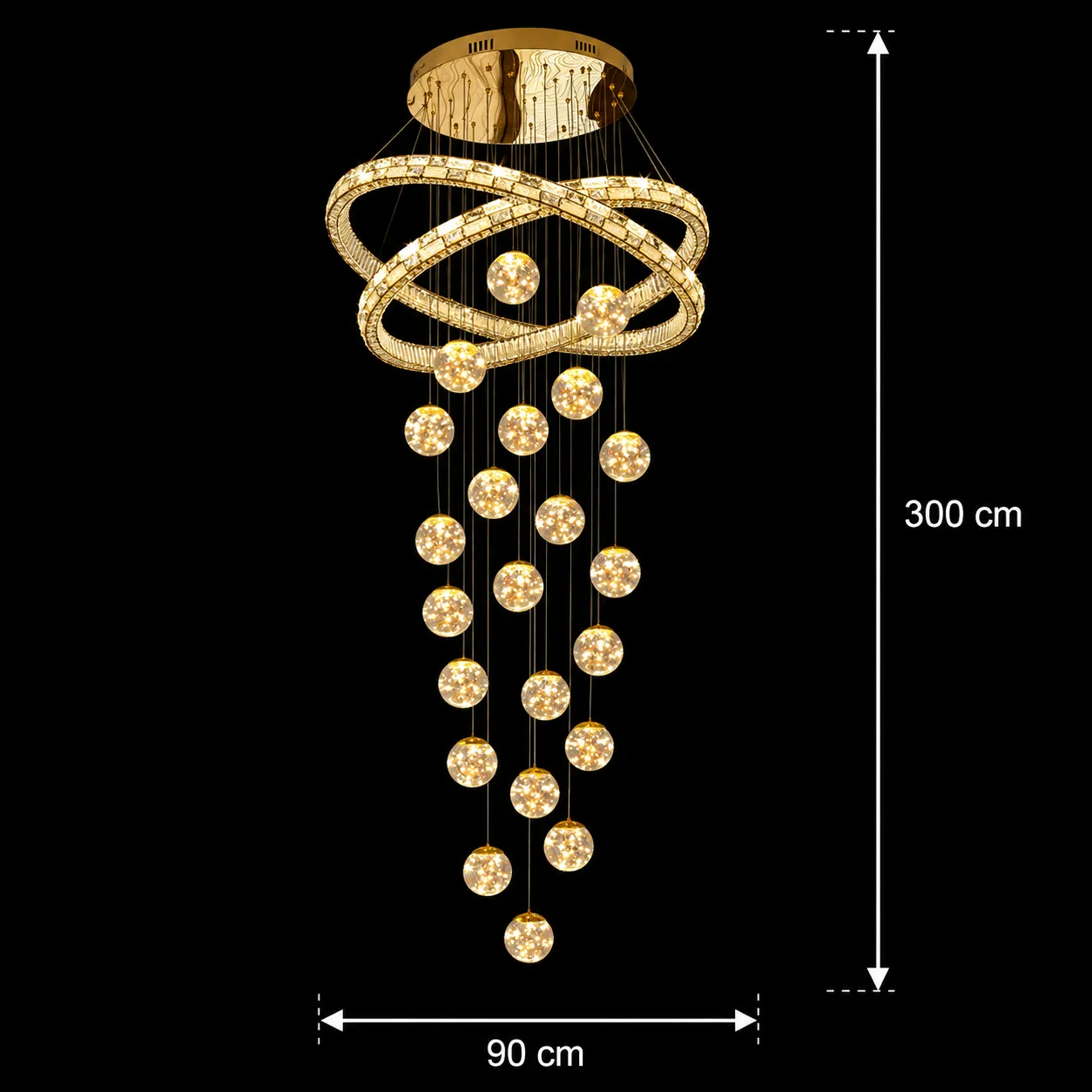 Alessandro Design DUARA Supremo Candelabru Cristal 90x300cm Auriu