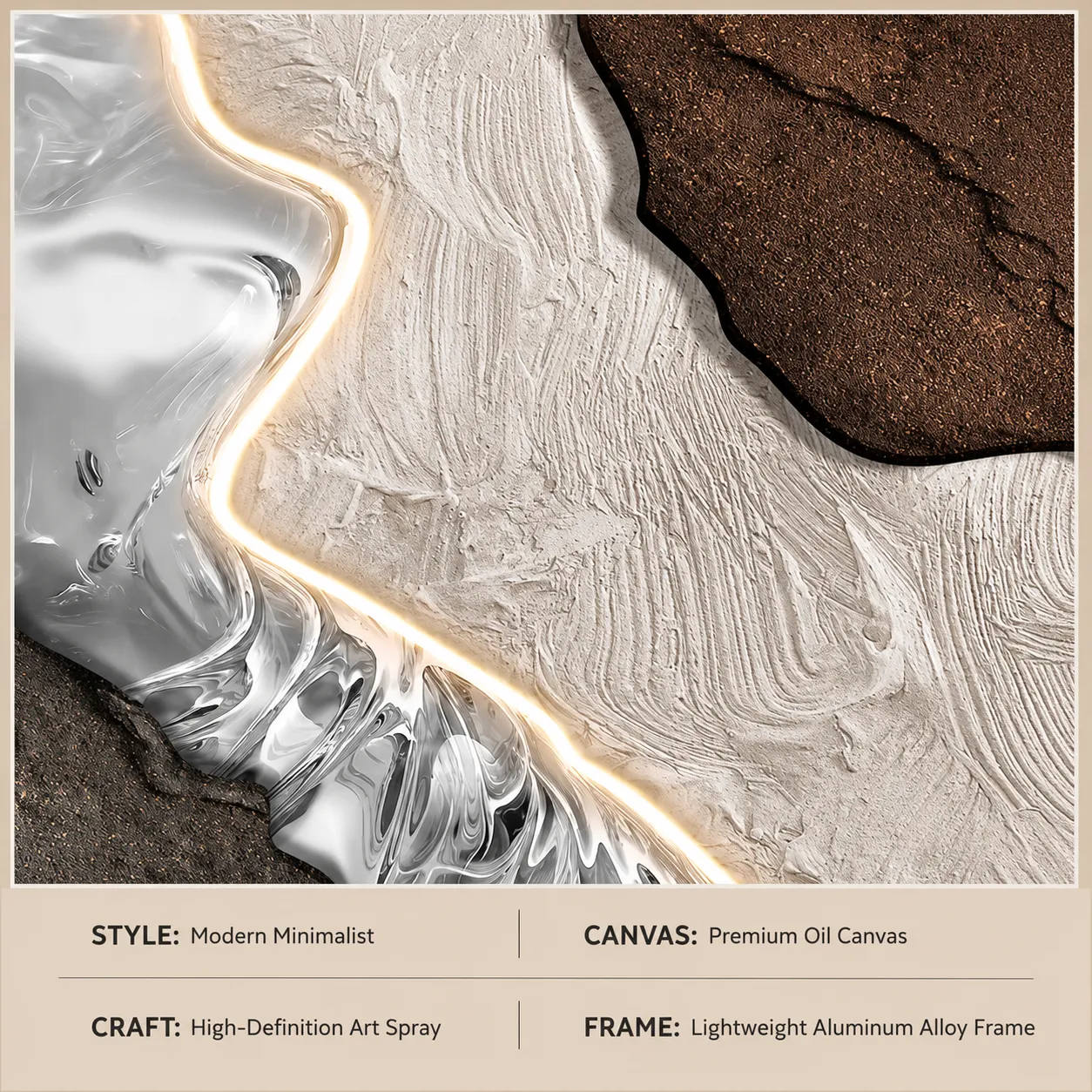Alessandro Design River of Gold tablou decorativ LED 80x120