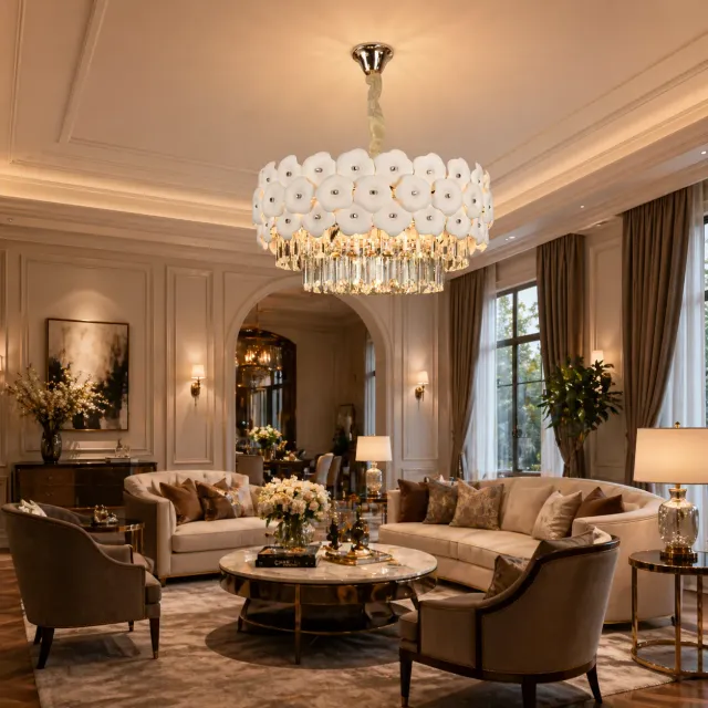 Alessandro Design Petal Eleganza candelabru cristal 9xE14 auriu