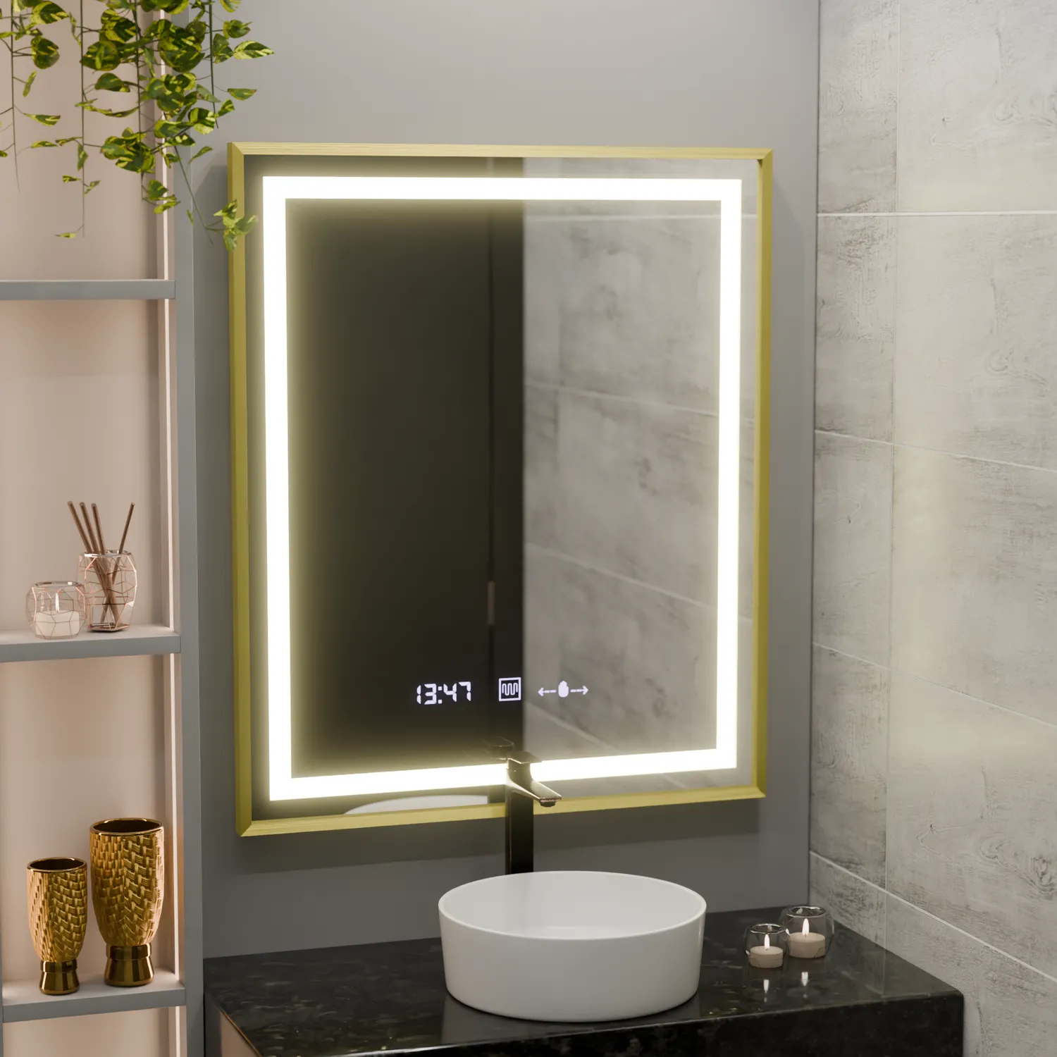 Alessandro Design Verite Royale oglinda LED aurie 75x90cm