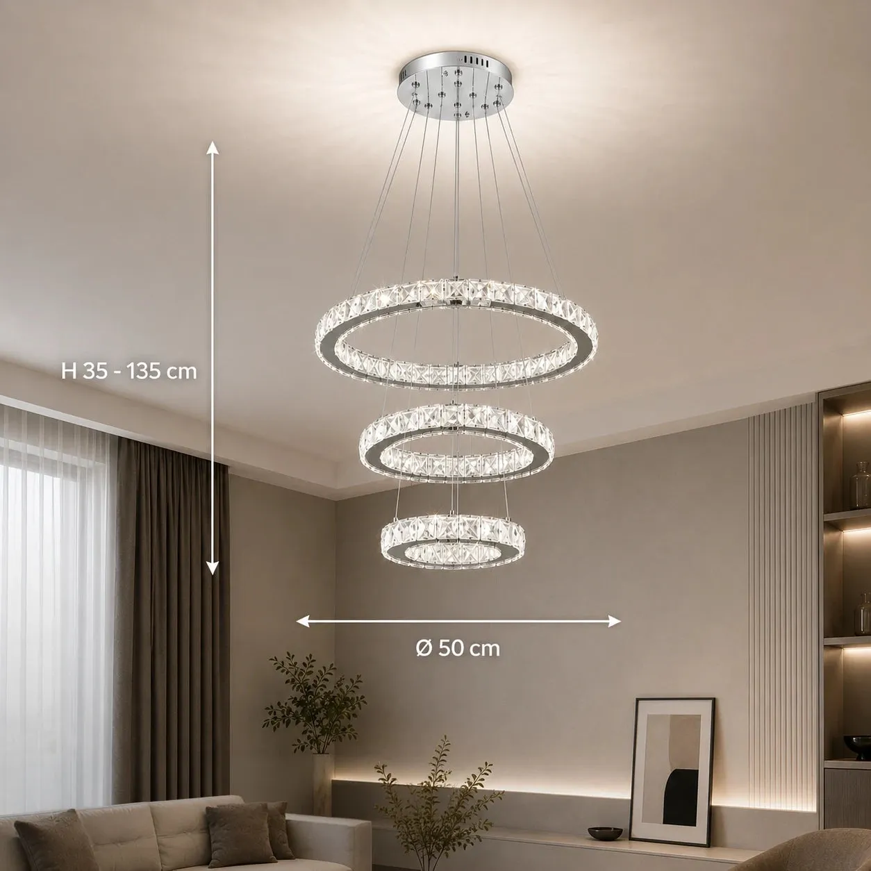 Alessandro Design PRISM LUMORA lustra LED 63W crom 3 cercuri