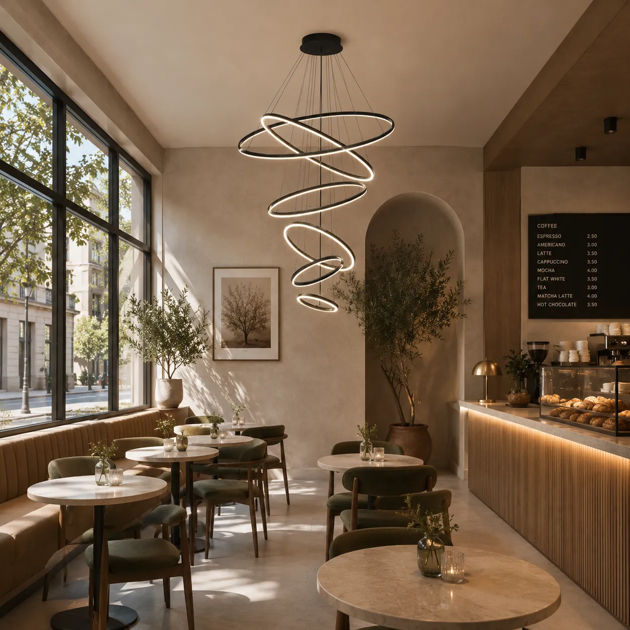 Alessandro Design NARSAQ lustra LED 222W neagra 6 cercuri
