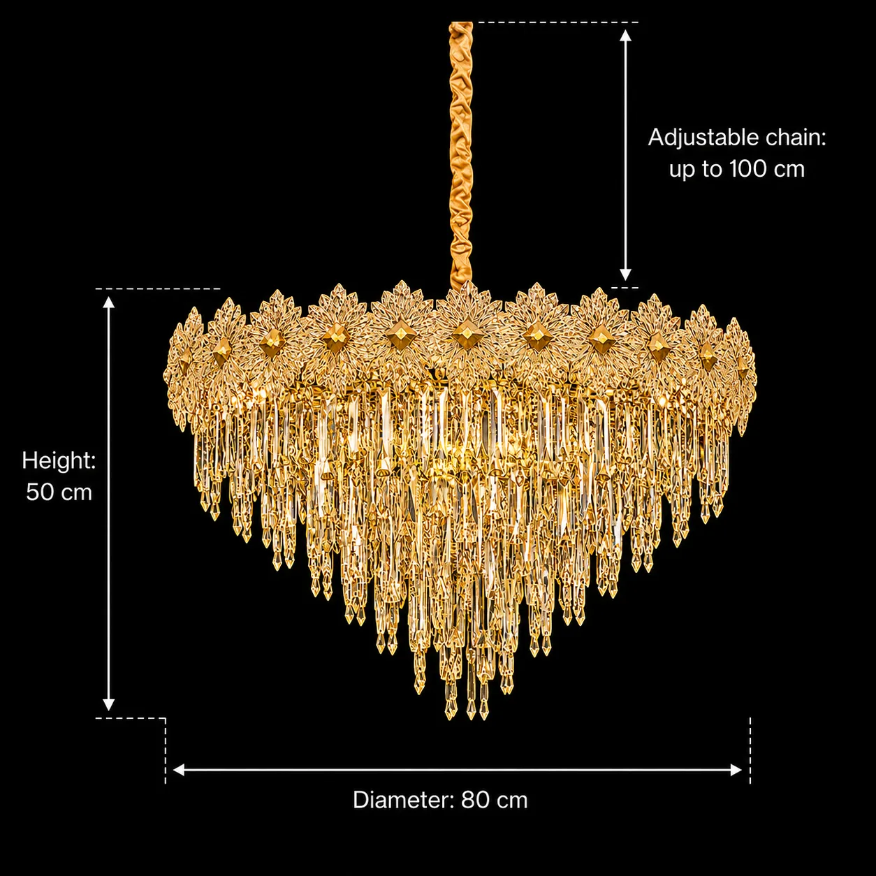 Alessandro Design FLEUR Regalis 22xE14 candelabru auriu 80cm