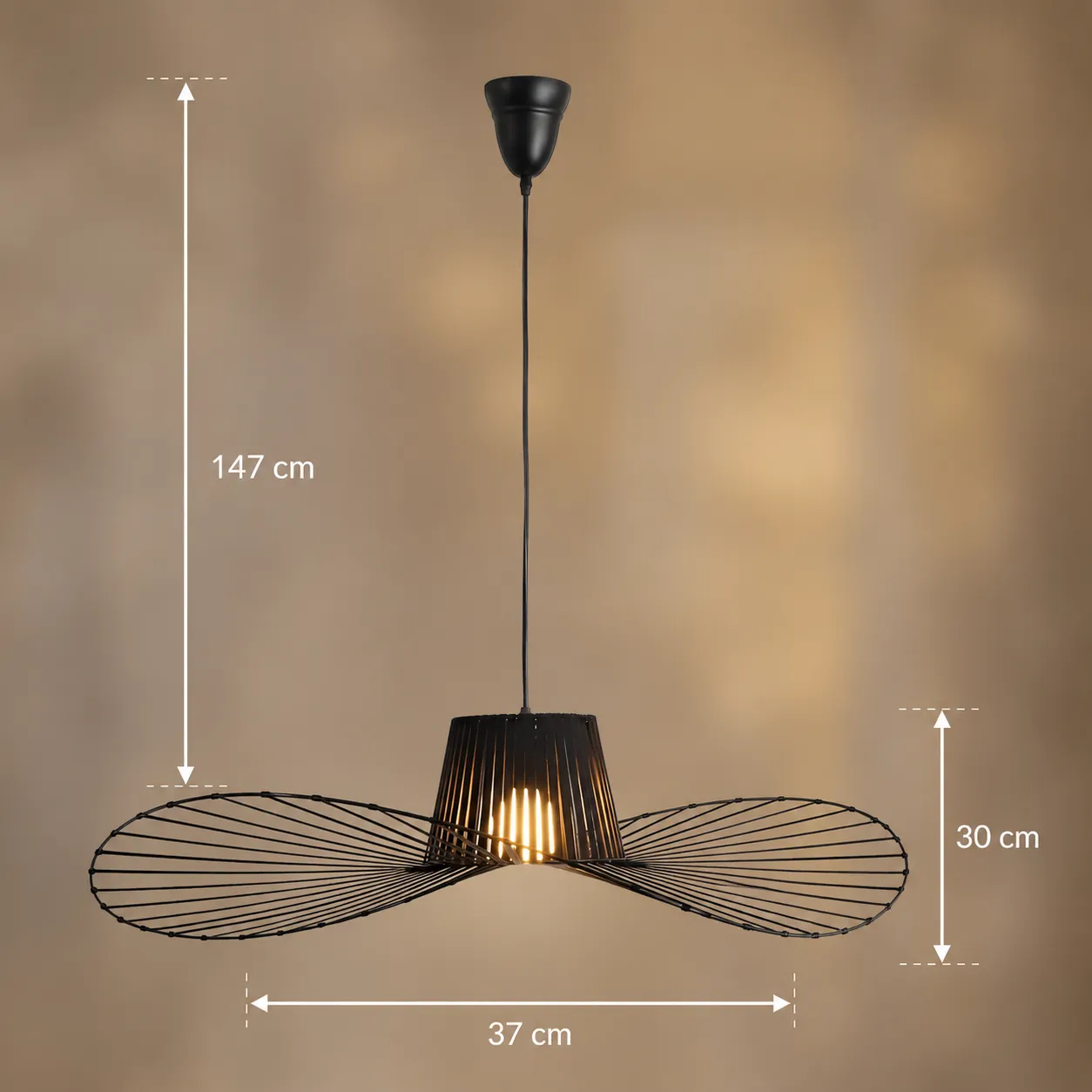 Alessandro Design Elias lustra suspendata E27 neagra 37cm