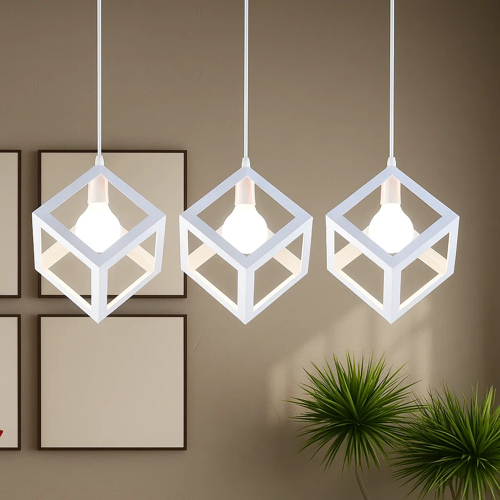 Alessandro Design Struktur Linear Trio lustra 3xE27 cuburi alba