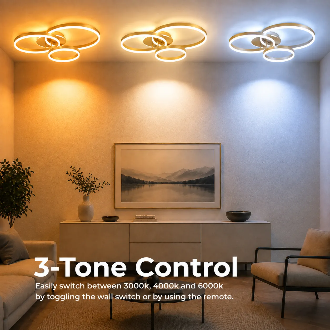 Alessandro Design Riga Lilith Lustra LED 68W Aurie 3 Cercuri