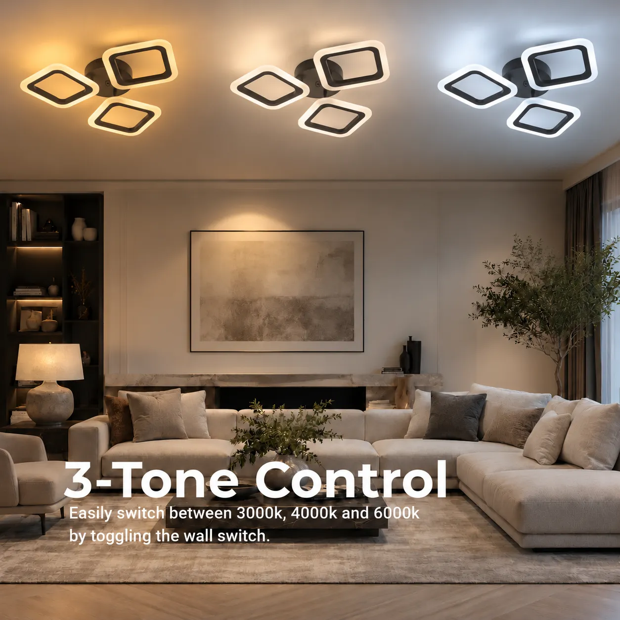 Alessandro Design Pulsaris 40W lustră LED neagră 3 pătrate