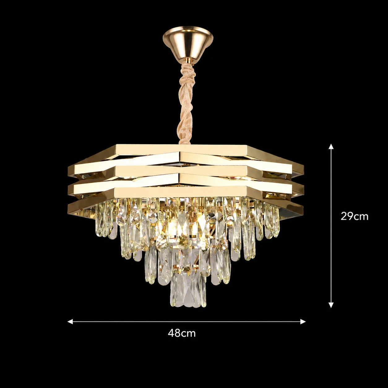 Alessandro Design HEXA candelabru cristal E14 auriu Ø48cm