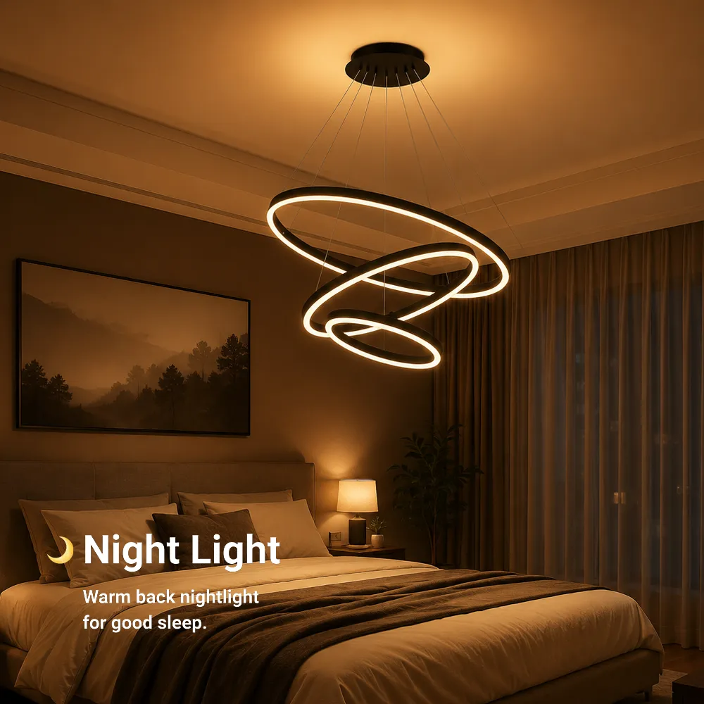 Alessandro Design Casiana 85W lustra LED neagra 3 cercuri