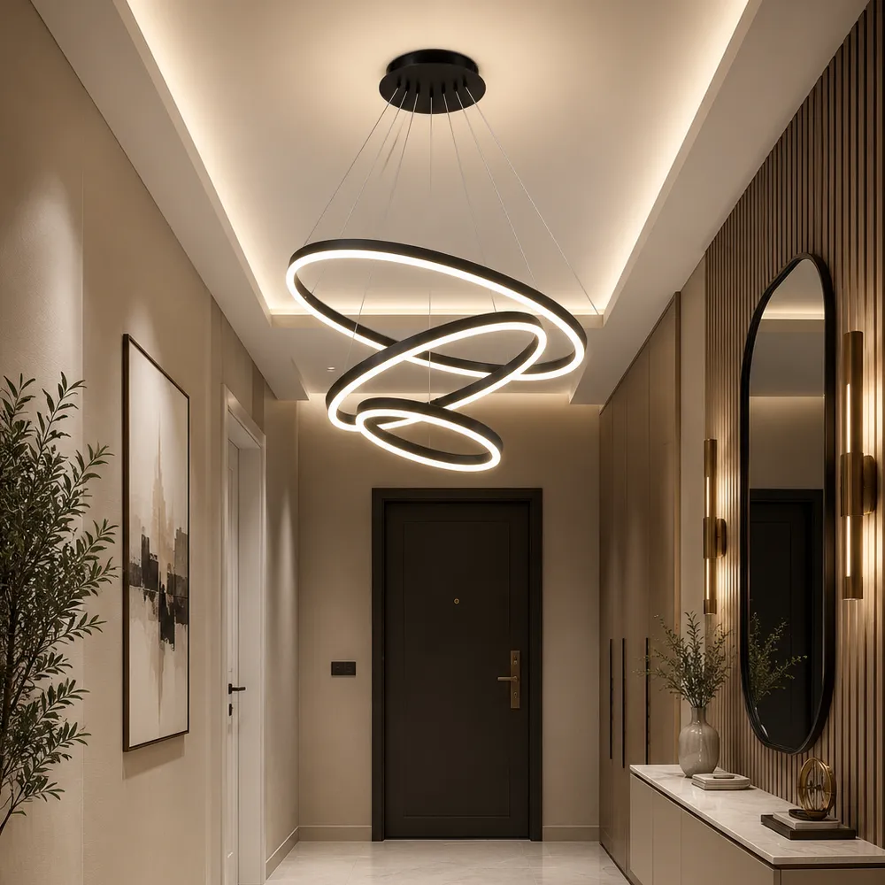 Alessandro Design Casiana 85W lustra LED neagra 3 cercuri