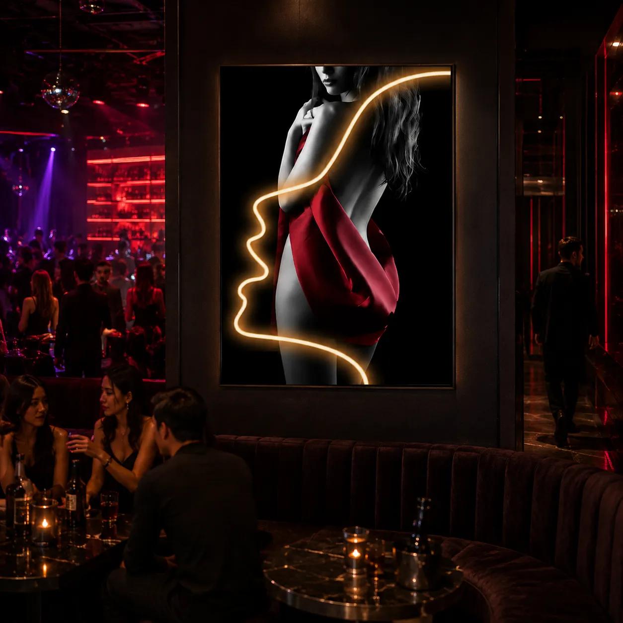 Alessandro Design Silhouette tablou LED 60x80cm rosu