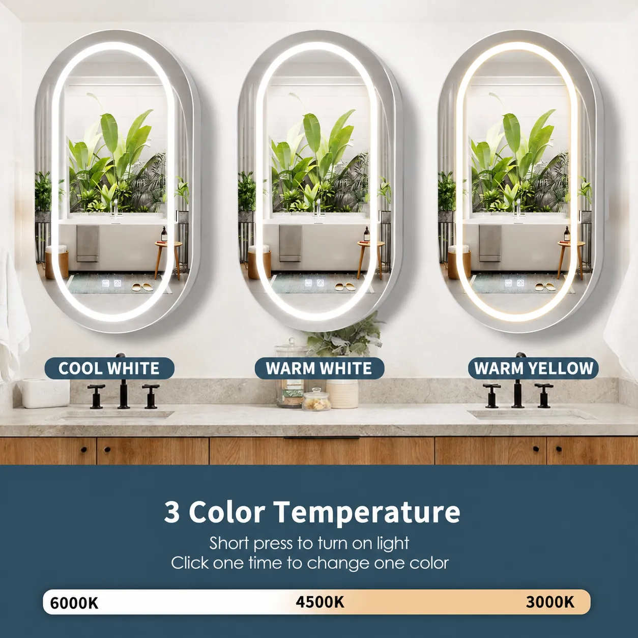 Alessandro Design oglinda LED dulap ovala 50x80cm alba