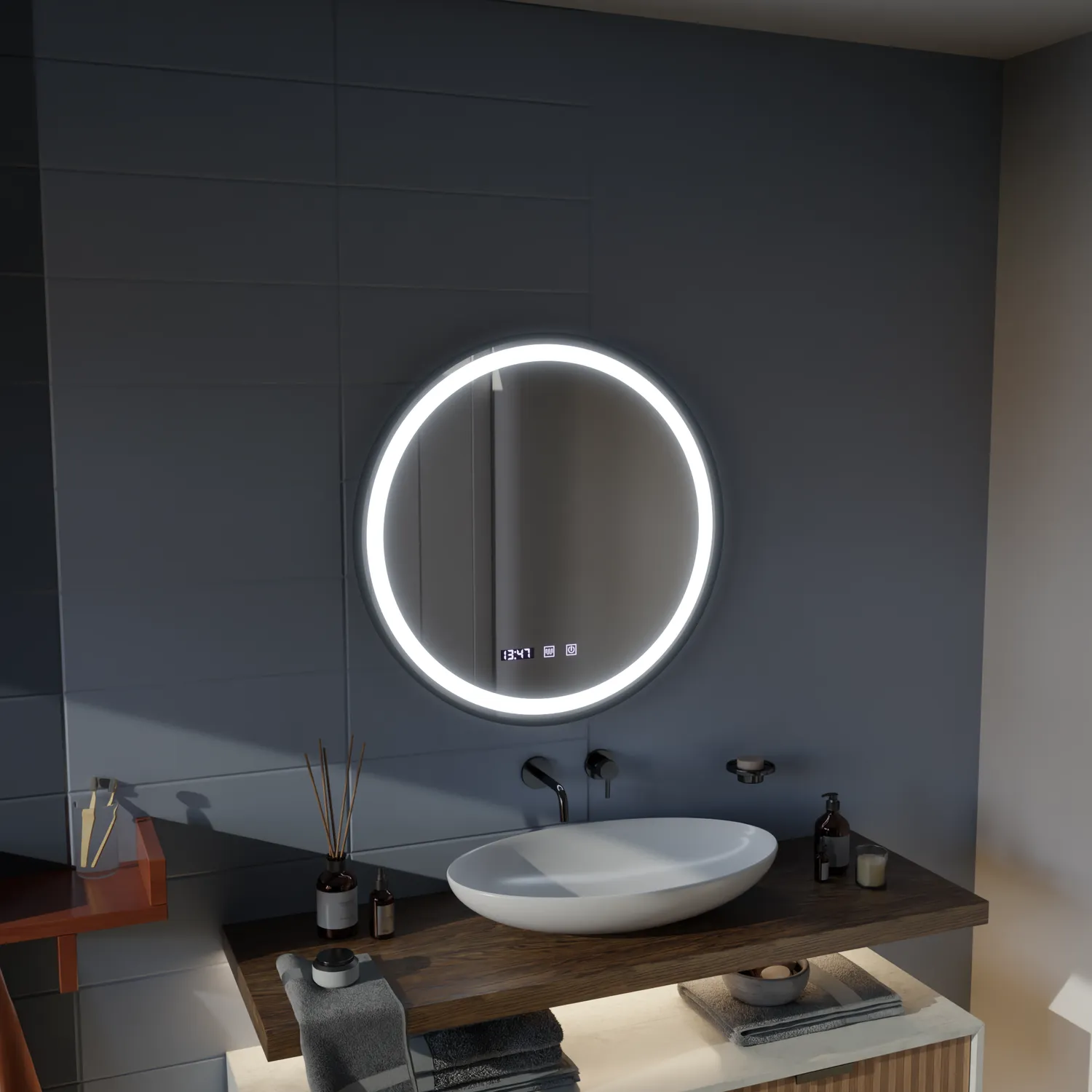 Alessandro Design Novara oglinda LED 50 cm neagra dezaburire