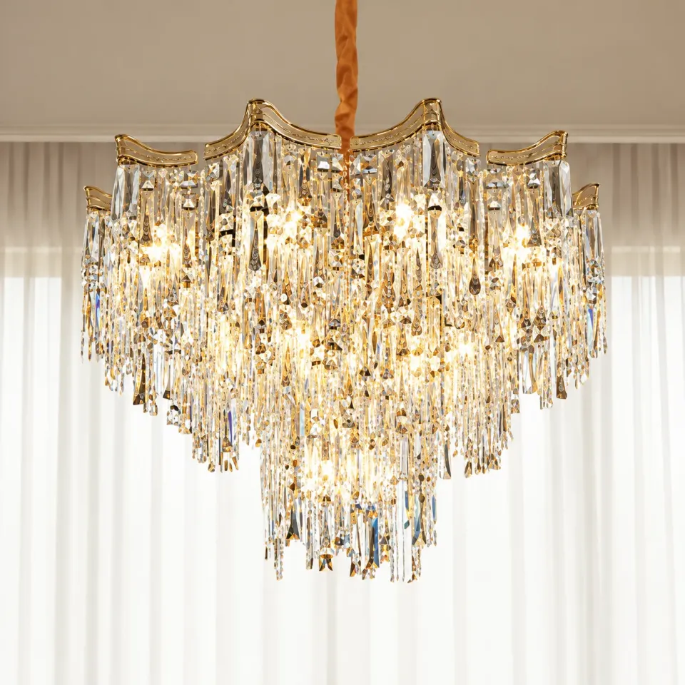Alessandro Design Vetra Eleganza 9xE14 candelabru cristal auriu