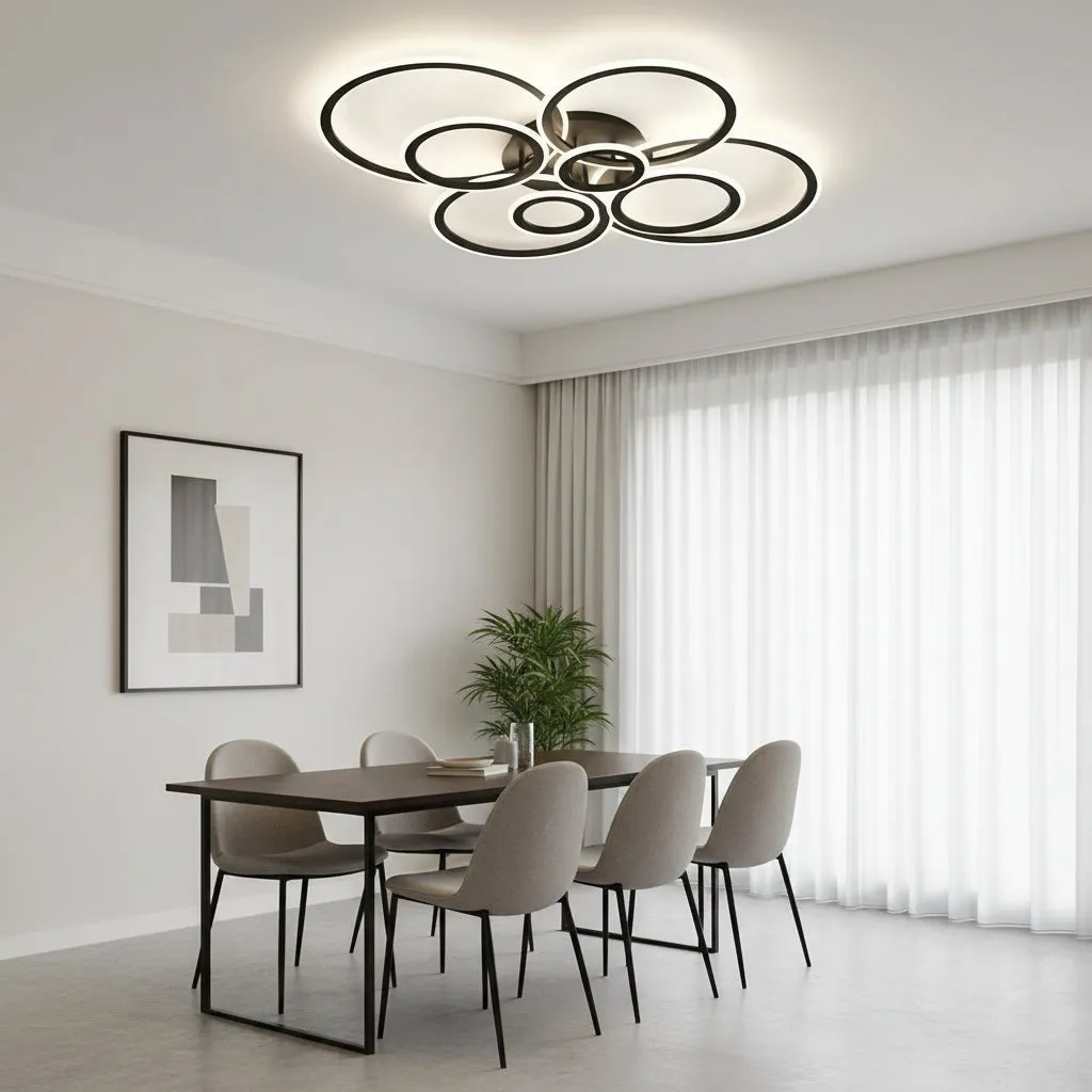 Alessandro Design BETTY 127W lustra LED neagra 8 cercuri