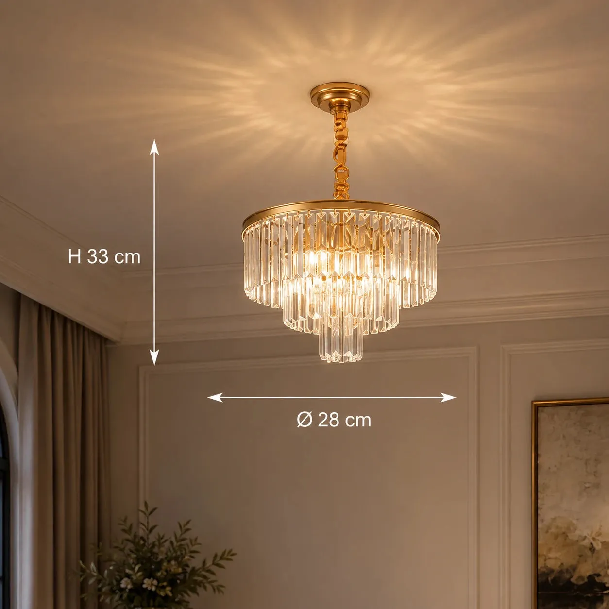 Alessandro Design Chambord lustră cristal 3xE14 aur mat