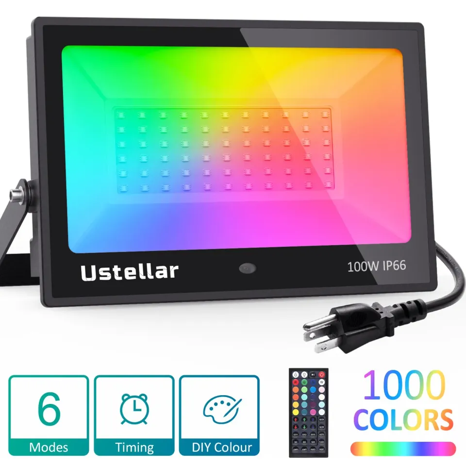 Ustellar 100W proiector LED RGB exterior gradina telecomanda