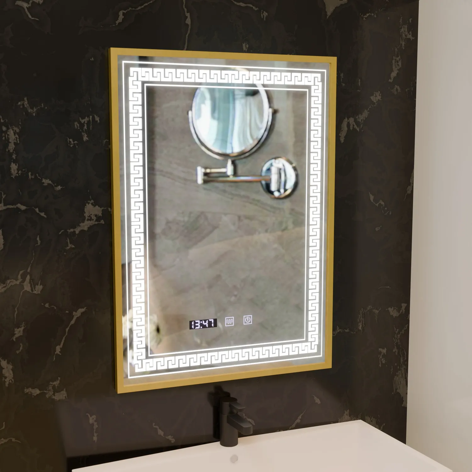 Alessandro Design Bruno oglinda LED 60x80cm rama aurie
