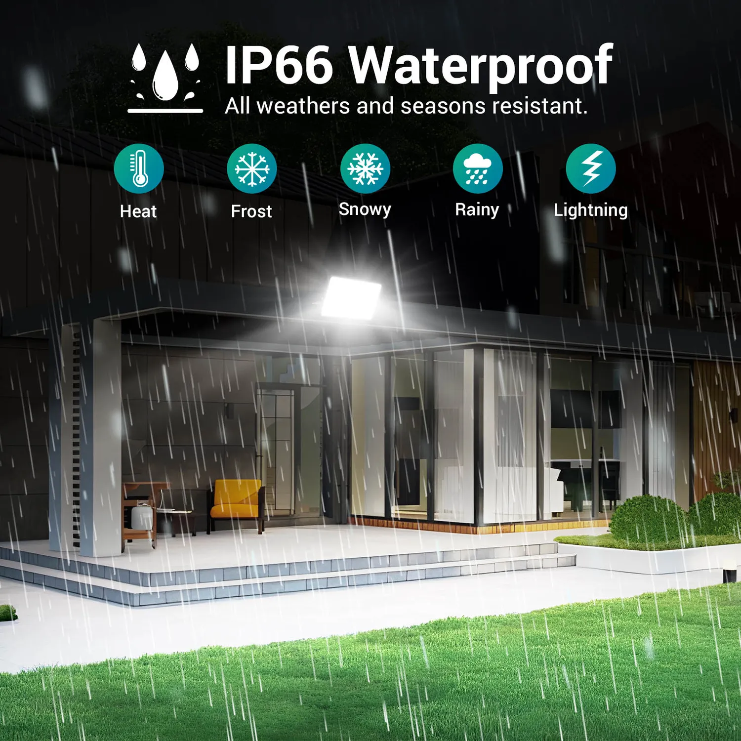 Ustellar 100W proiector LED exterior senzor crepuscular 3 buc