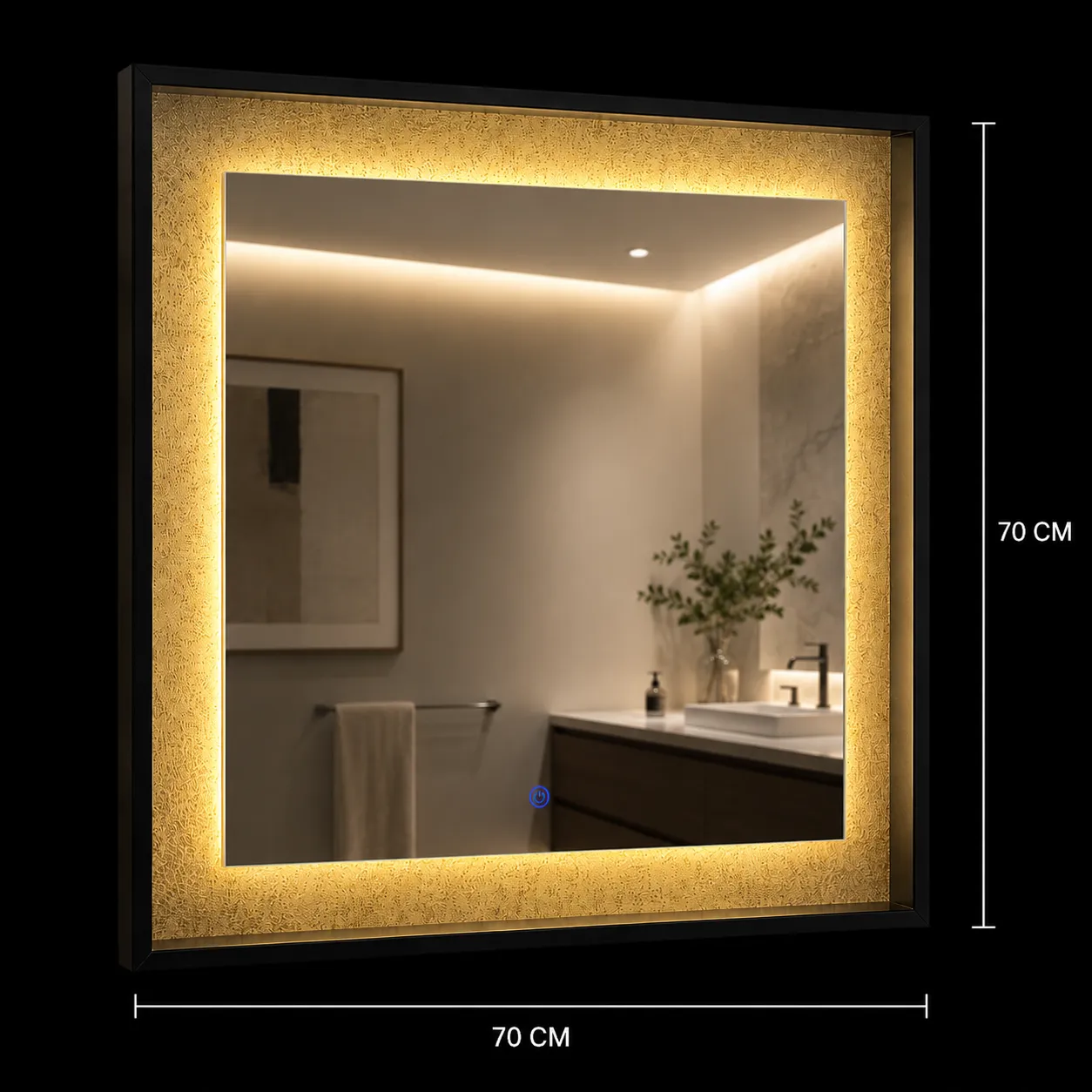 Alessandro Design NUK oglinda LED baie 70x70cm neagra senzor