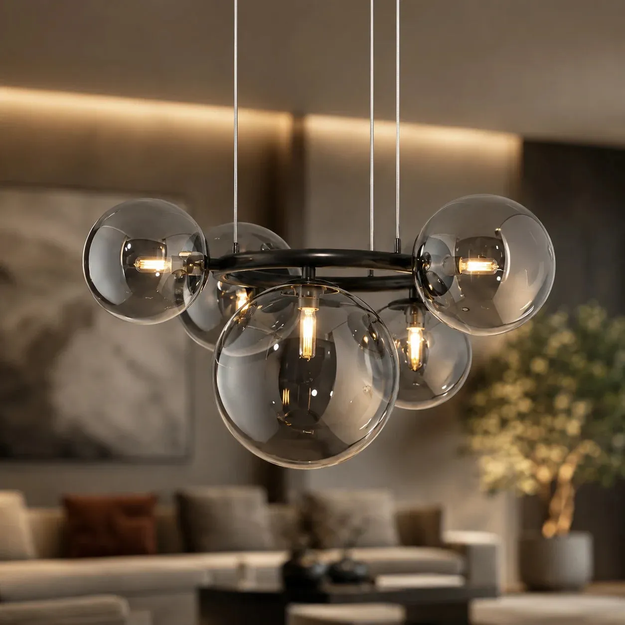 Alessandro Design Venere Zodiaco pendul 5xG9 negru reglabil
