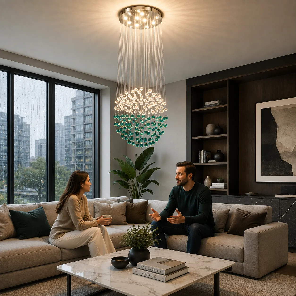 Alessandro Design Supremo candelabru LED 63W verde sticla