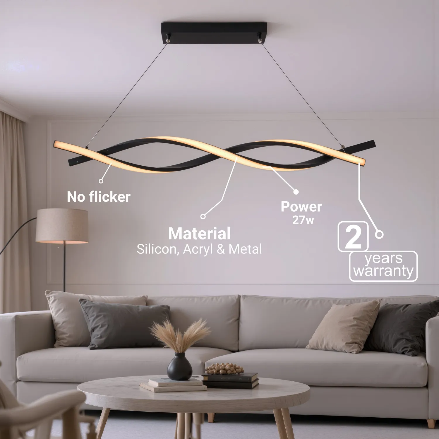 Alessandro Design Flux lustra LED neagra 27W dimabila