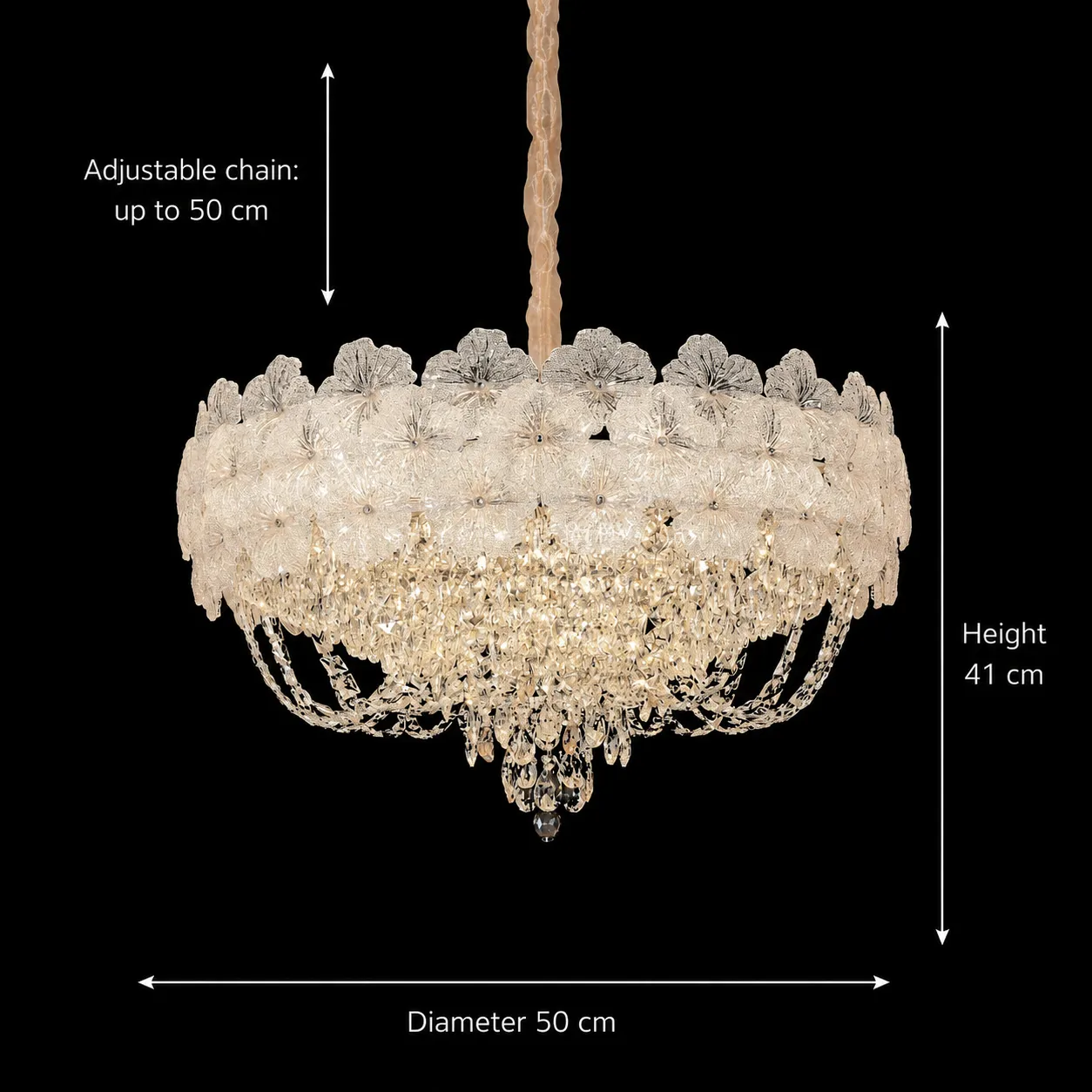 Alessandro Design Crown Eleganza candelabru cristal auriu 50cm 9xE14