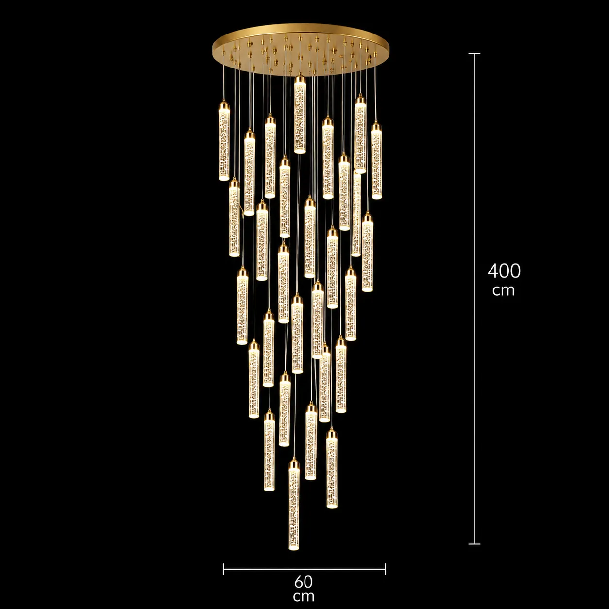 Alessandro Design LAGOM Candelabru LED Cristal Auriu 60cm