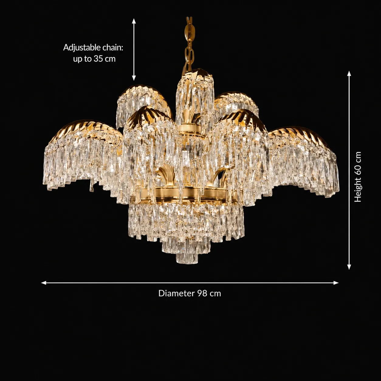 Alessandro Design PALACE Imperio candelabru cristal auriu 98cm