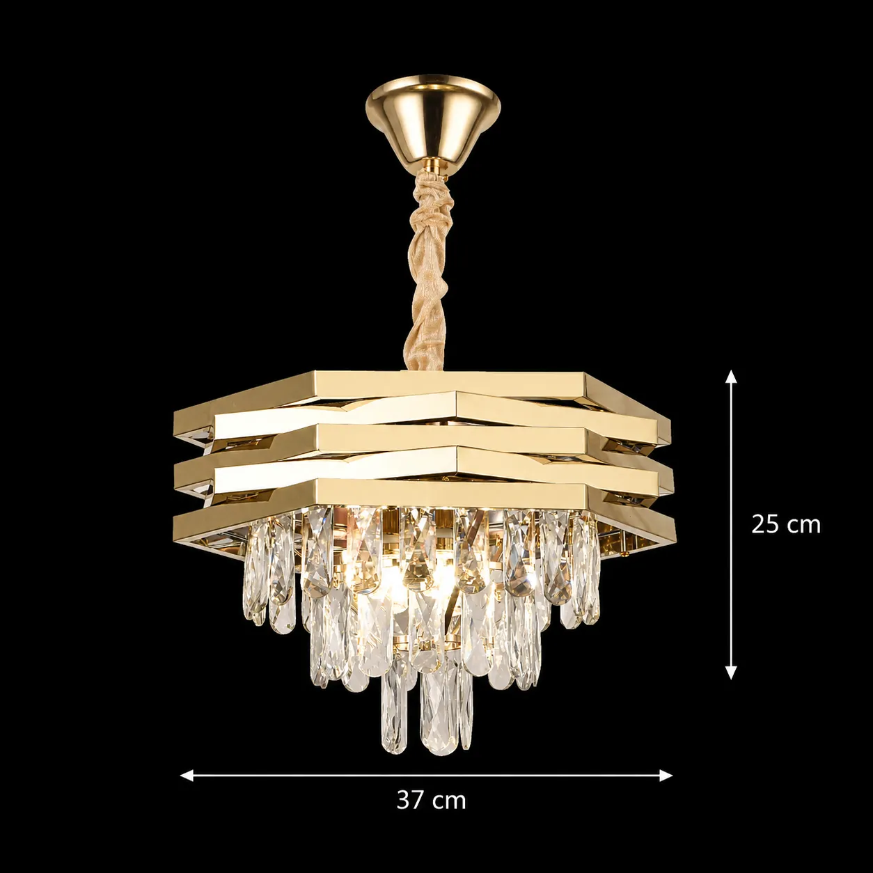 Alessandro Design HEXA candelabru cristal 37cm 5xE14 auriu