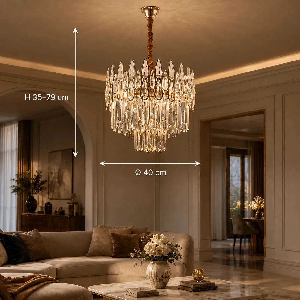 Alessandro Design ALHAMBRA Nobile candelabru cristal auriu D40cm