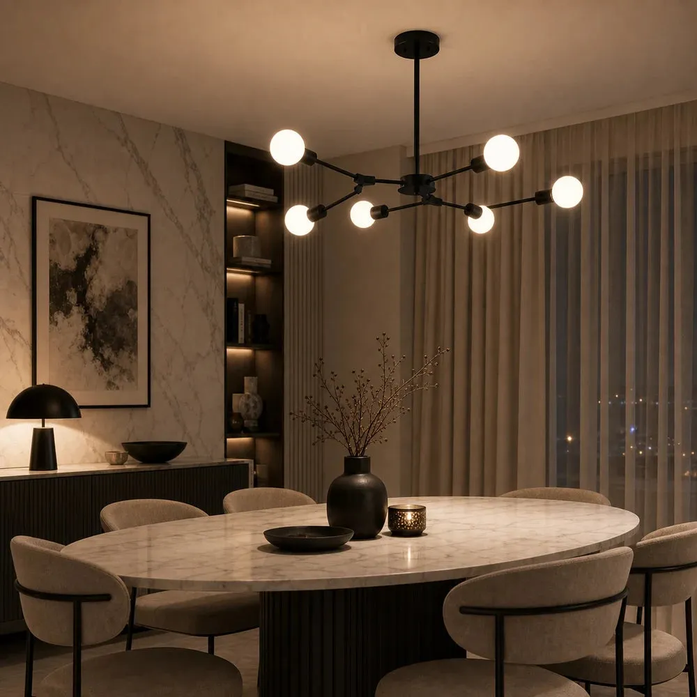 Alessandro Design Architek Hexa lustra 6xE27 neagra