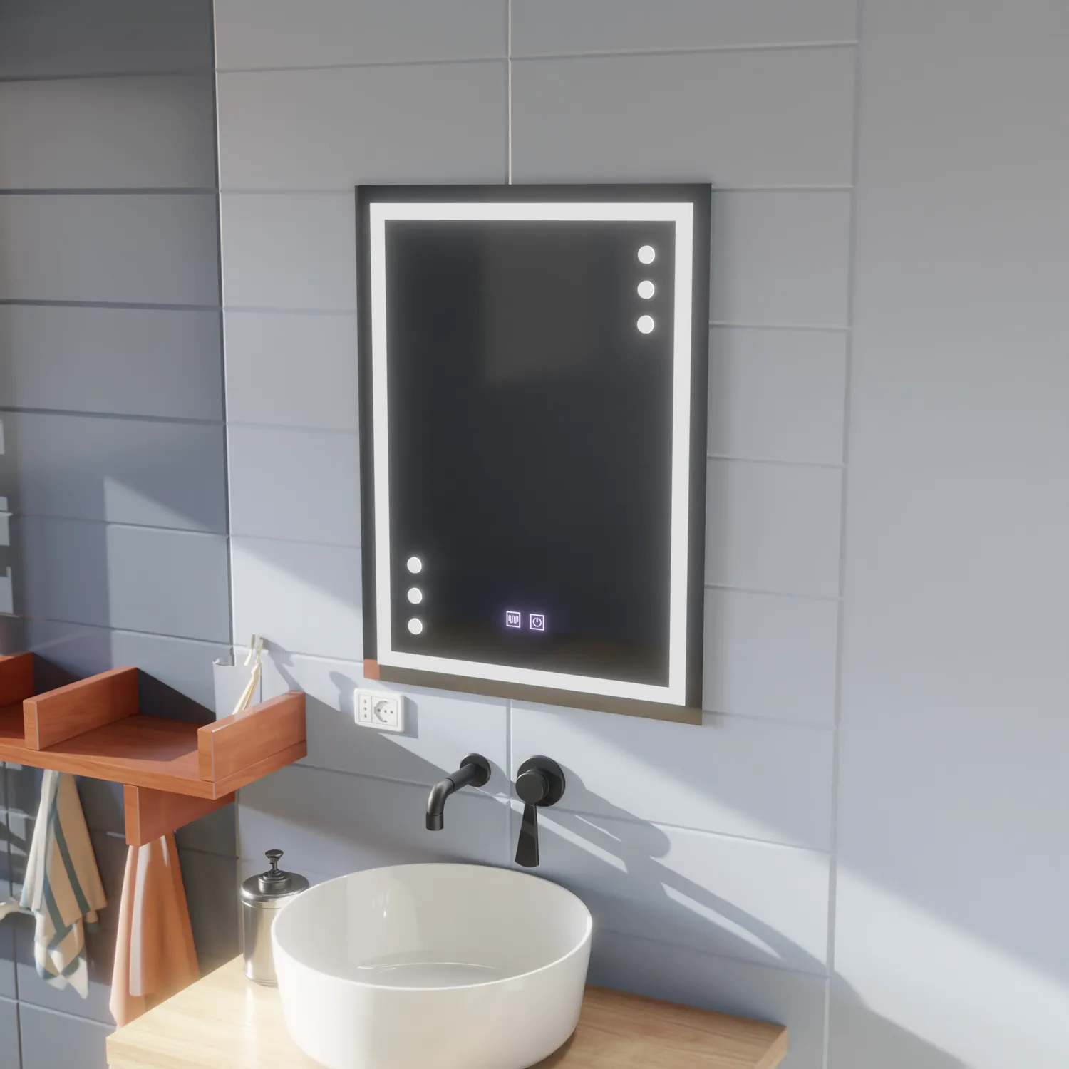 Alessandro Design Infima oglindă LED 60x80cm alb neutru