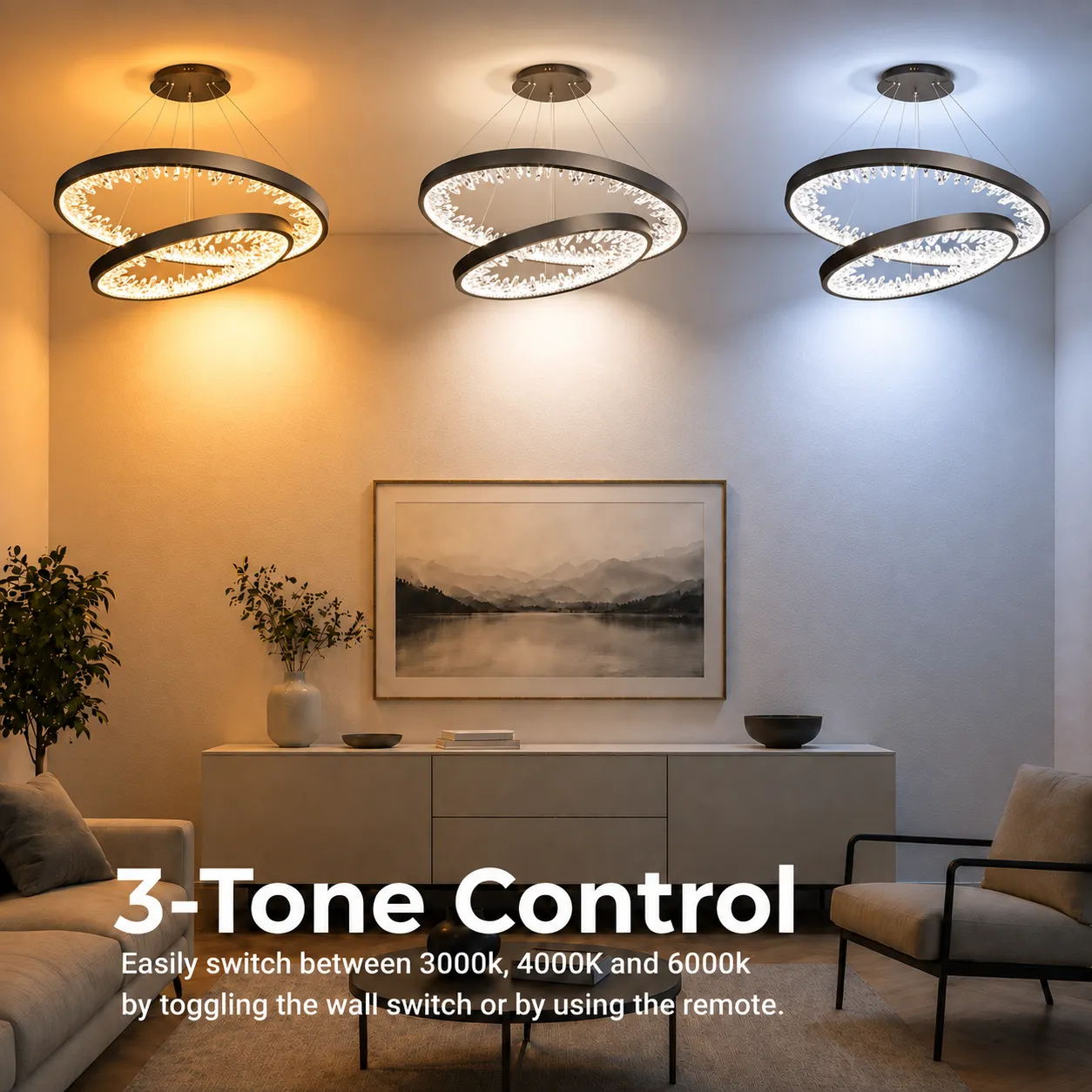 Alessandro Design lustra LED suspendata 2 cercuri neagra 60cm