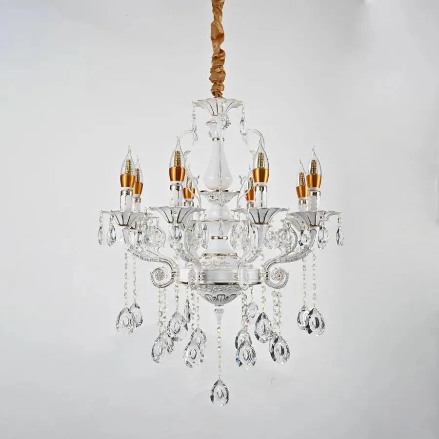 Alessandro Design Bruhier 8xE14 candelabru cristal alb auriu 65cm