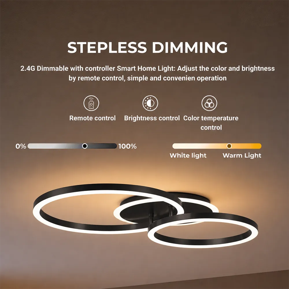 Alessandro Design Rinova 66W lustră LED neagră 2 cercuri dimabilă
