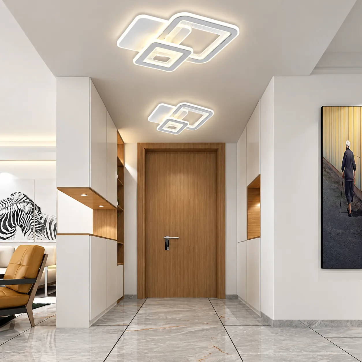 Alessandro Design Square lustra LED 57W 3 patrate alba
