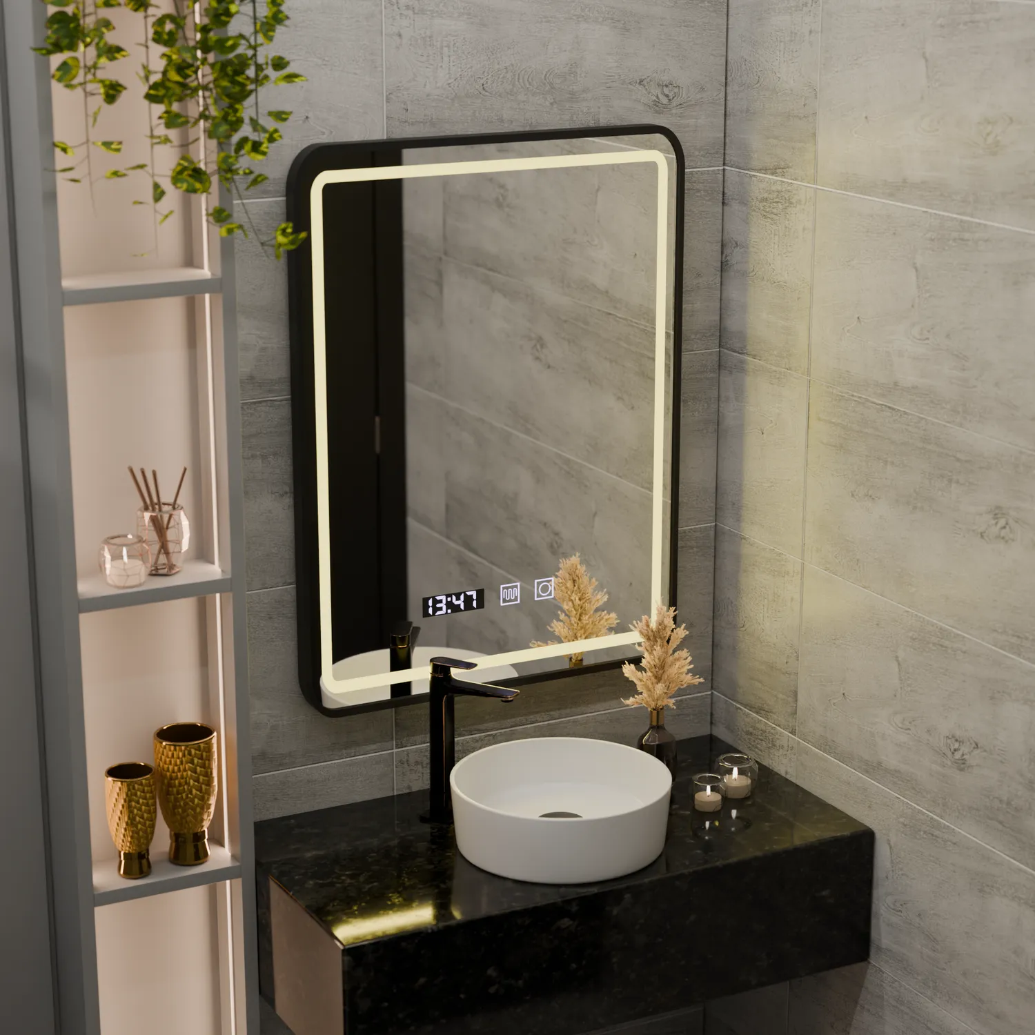 Alessandro Design LUCIDA oglinda LED 50x70 neagra antiaburire