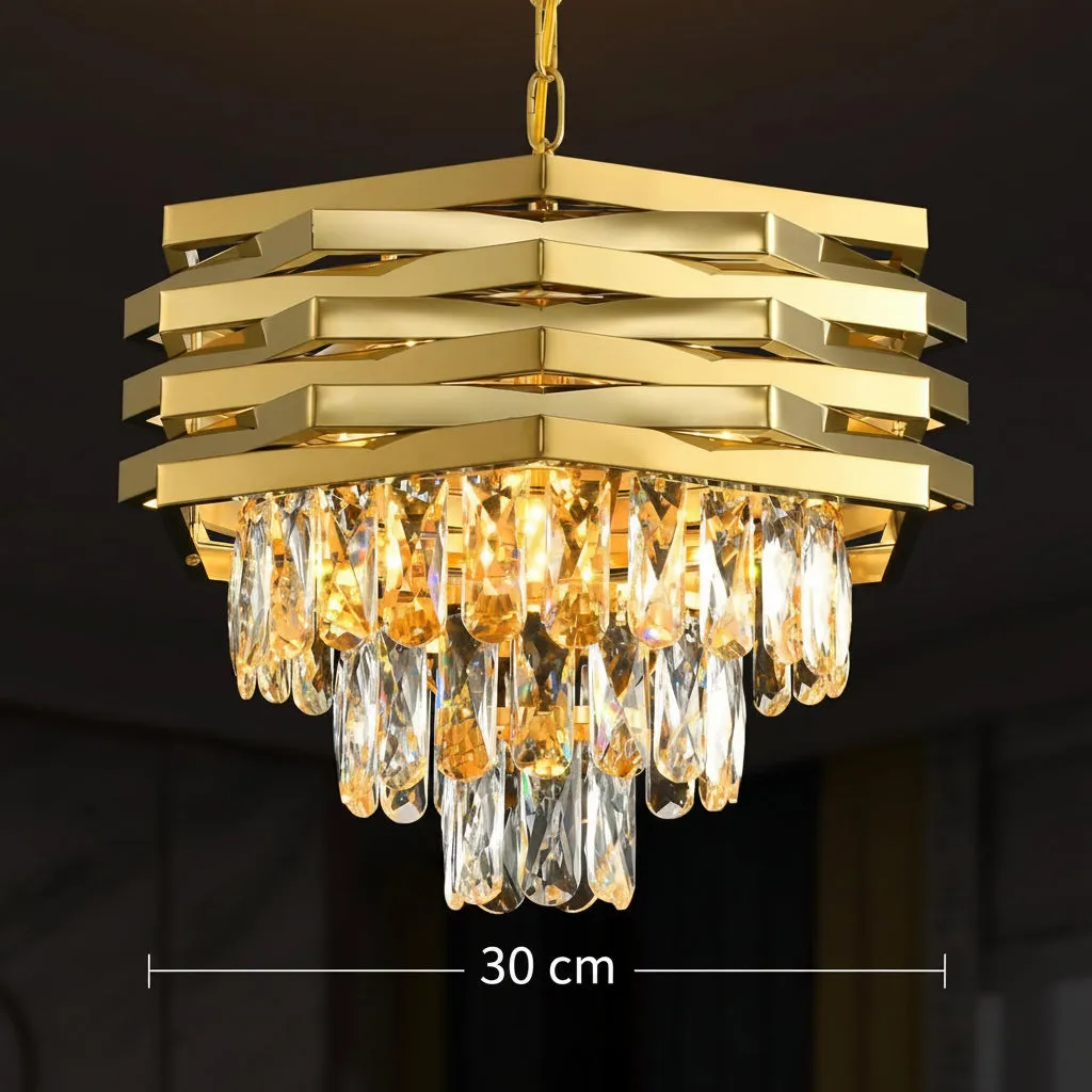 Alessandro Design HEXA Candelabru Cristal Auriu 30cm 3xE14
