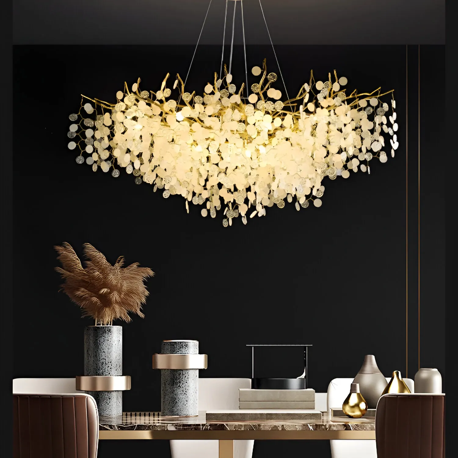 Alessandro Design WALTZ Serenade candelabru cristal auriu 80cm 9xG9